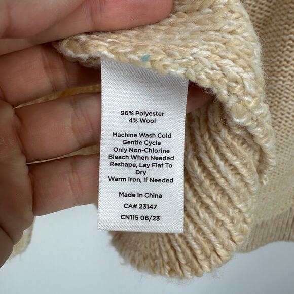 Haven well within turtleneck knit sweater size small 5% wool beige - Picture 4 of 7